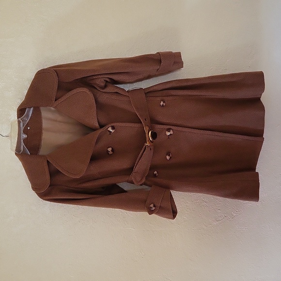 Vintage Herringbone Double-breasted Belted Trench Coat- Damaged Belt - Picture 1 of 7